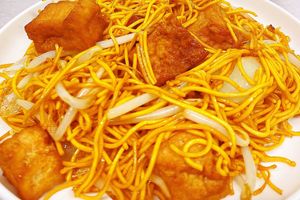 Tofu chow mien soft noodle  at Vegan Green Kitchen in Manchester