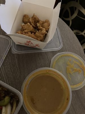 Chicken Bites / Satay Sauce  at Vegan Green Kitchen in Manchester