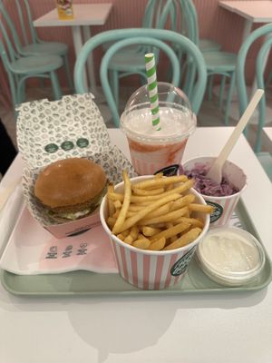 Crispy Chick'n, Skinny Fries, Coleslaw and Strawberry Shake   at Neat - Victoria in South West London