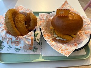 Onion rings and fish and chip butty   at Neat - Victoria in South West London