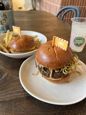 Veggie crisp and cheeseburgerr  at Neat - Victoria in South West London