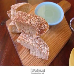 bread and olive oil at Earth Cafe - Derb Nakouss in Marrakech