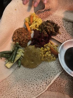 Mix of vegan stews   at Ras Dashen in Footscray