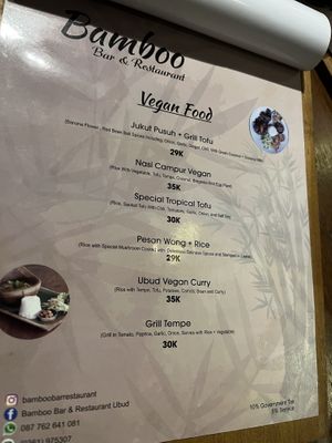 Menu   at Bamboo Bar and Restaurant in Gianyar