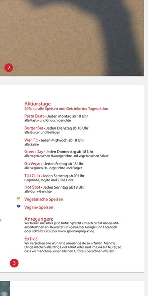 Menu 5 - Discounts at Spandau Projekt in Hannover