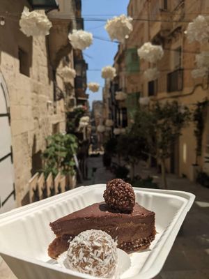 Vegan Lion Cake and Vegan Energy Ball at De Bono Coffee Shop in Valletta