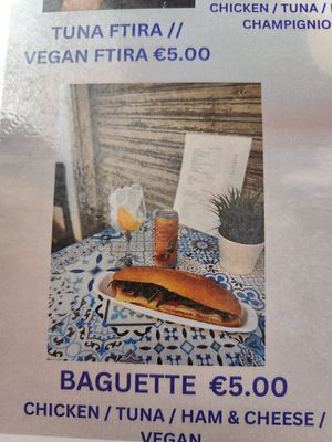 Menu at De Bono Coffee Shop in Valletta