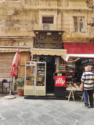 Store front at De Bono Coffee Shop in Valletta