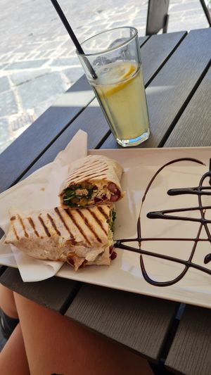 Vegan Wrap and fresh lemonade at De Bono Coffee Shop in Valletta