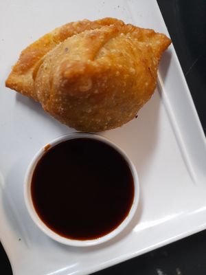 Vegan Samosas, entree at Delights Of India in Warwick