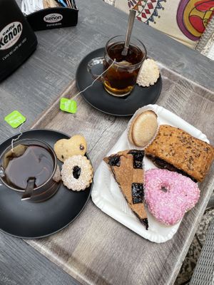 The and assorted vegan pastries at Caffe Tripoli in Matera