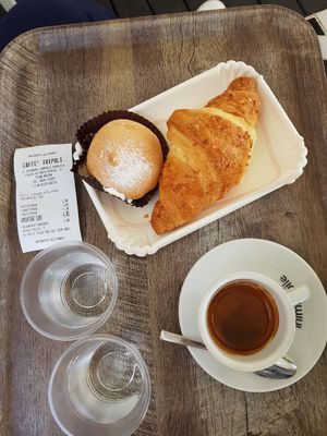 Tette delle monache and vegan croissant at Caffe Tripoli in Matera
