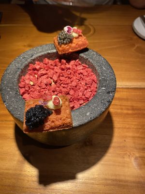 Top is with caviar bottom with ‘vegan caviar’(seaweed stuff)  at Anthony's in Meerbusch