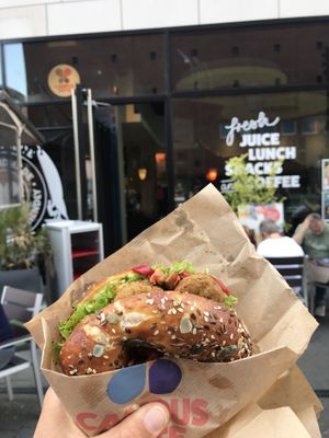 Very nice and full vegan falafel bagel  at Campus Suite - Kaisersuite in Hamburg