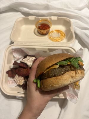 vegan cheeseburger!  at Santa Hierba in Oaxaca