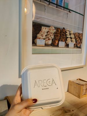 I love the boxes! at Areca Bakery in Barcelona