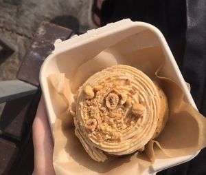 Hazelnut/“nutella” doughnut  at Areca Bakery in Barcelona