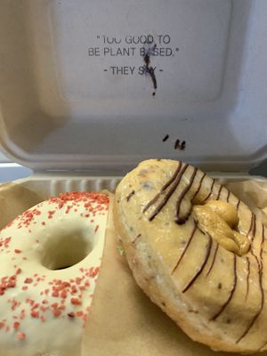 “Too good to be vegan - they say"  at Areca Bakery in Barcelona