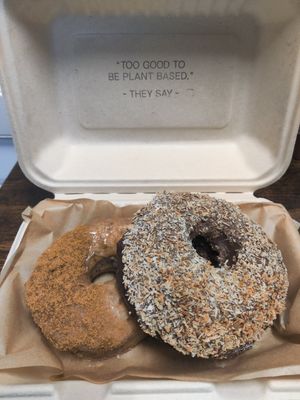 Lotus-chai and coconut-caramel doughnuts at Areca Bakery in Barcelona