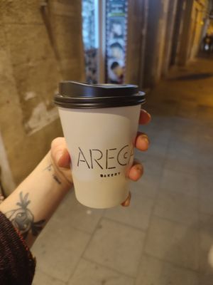 Take away cup at Areca Bakery in Barcelona