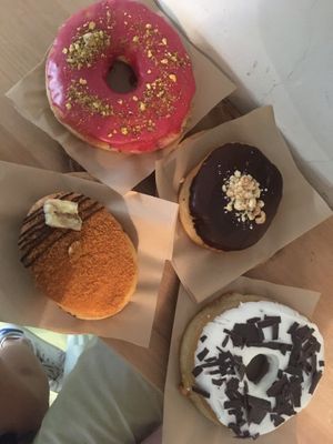 Stawberry-pistachio topping | Ferrero | Banana | Straciatella  at Areca Bakery in Barcelona