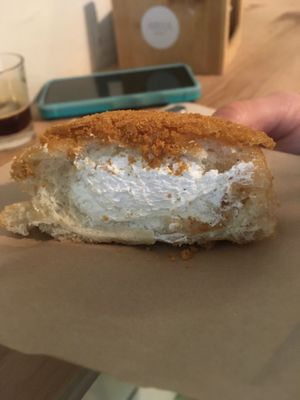 Banana chantilly filling  at Areca Bakery in Barcelona