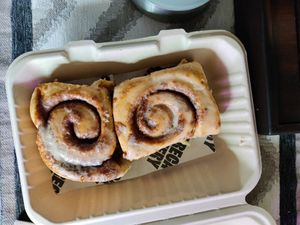 Cinnamon rolls at Areca Bakery in Barcelona