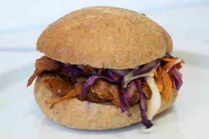 pulled Phork sandwich with coleslaw at Keepin it Vegan  in Ottawa