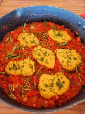 Vegan shakshuka at Still Salty Escape in El Viejo