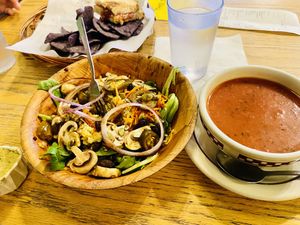 Vegan salad with balsamic vinegar, watermelon gazpacho   at Grilla Bites in Snohomish