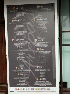 The menu, January 2022 at Q'Arepas in Tenerife