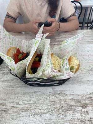 2 arepas on the left are the vegan ones  at Q'Arepas in Tenerife
