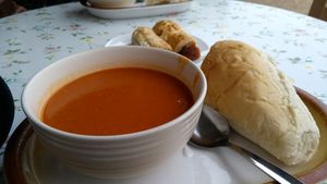 Home made tomato soup at Hillside Shire Horse Sanctuary Cafe in West Runton