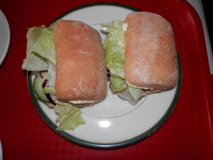 Gluten free rolls filled with mushroom pate and salad at Hillside Shire Horse Sanctuary Cafe in West Runton