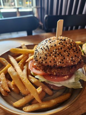 Eggplant burger at Saint John Craft Beer Bar in Launceston