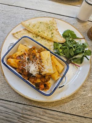 Bolognese rigatoni at Hall and Woodhouse in Bath