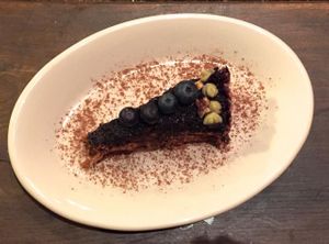 This was some sort of blackberry cake. It was delicious at Mi Vida Cafe in Miami