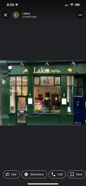 Storefront says “vegan options” on window   #Veganuary at Laksa in London