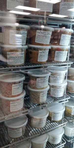 Frozen dishes at Bagels on Greene in Montreal