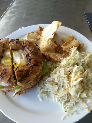 Sandwich and salad combo at Bagels on Greene in Montreal