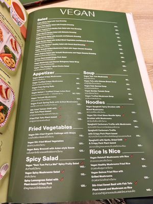 Vegan menu page   at Salad Factory in Bangkok