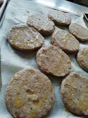 Our vegan burger: seitan and beans at Osteria di Filia in Castellamonte