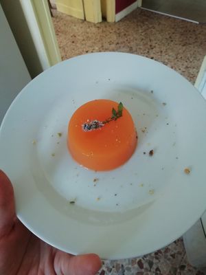 Melon jelly... We don't use animal jelly, just agar agar at Osteria di Filia in Castellamonte