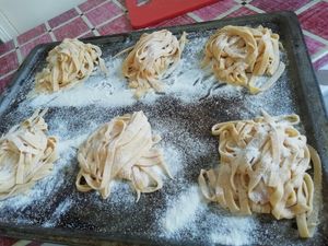 Homemade tagliatelle at Osteria di Filia in Castellamonte