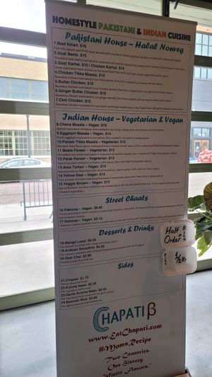 Menu at Chapati Beta - The Garage Food Hall in Indianapolis