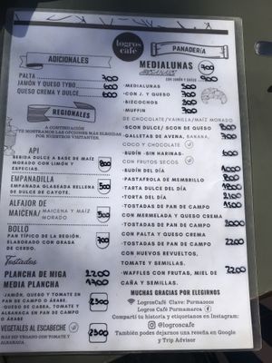 carta  at Logros Café in Jujuy
