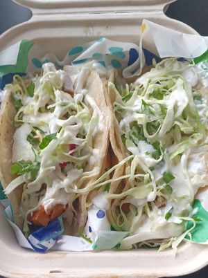 Not vegan sauce given on vegan option at Cholita Linda in San Francisco