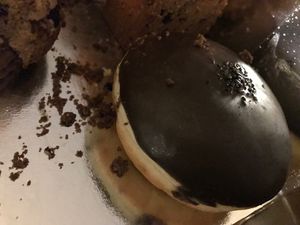 Chocolate iced doughnut at Little Bear in Pireas