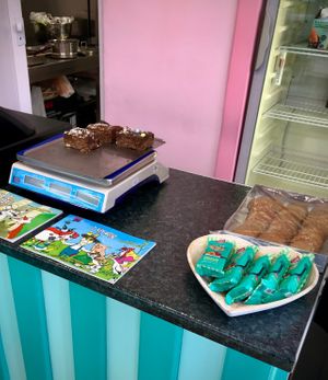 Delicious "mosaic" brownies. at Little Bear in Pireas