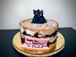 The exquisitely beautiful & touching vegan cake Kate made for my husband & I before we traveled onward. This woman is a kitchen alchemist. Her heart and spirit are so pure & kind!  at Little Bear in Pireas